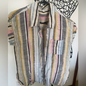 Vintage Multi colored button down, En Crème top size medium
